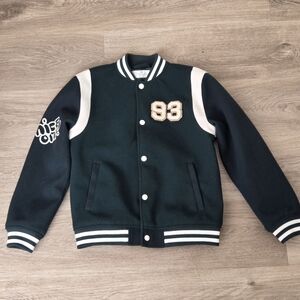H&M Green and White Varsity Jacket